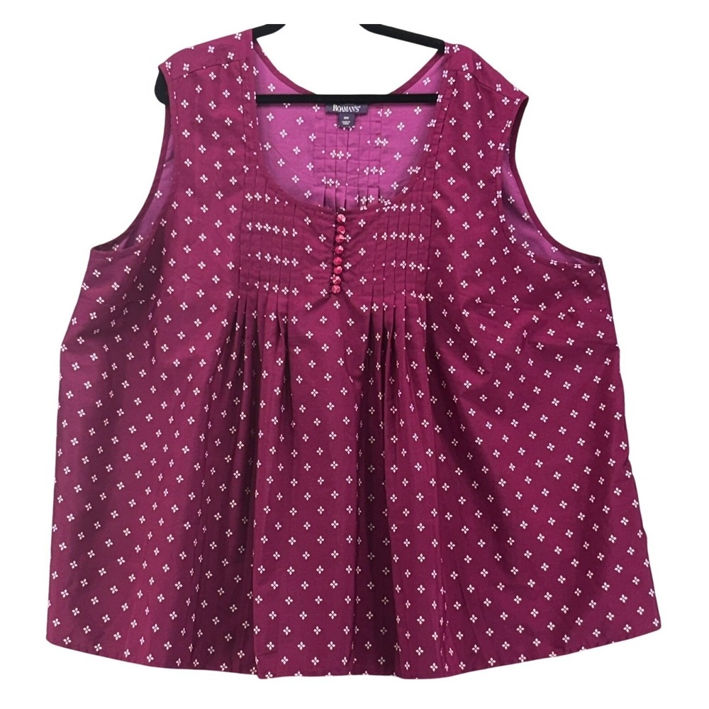 Roamans Pintuck Blouse Berry 30W Or 5X